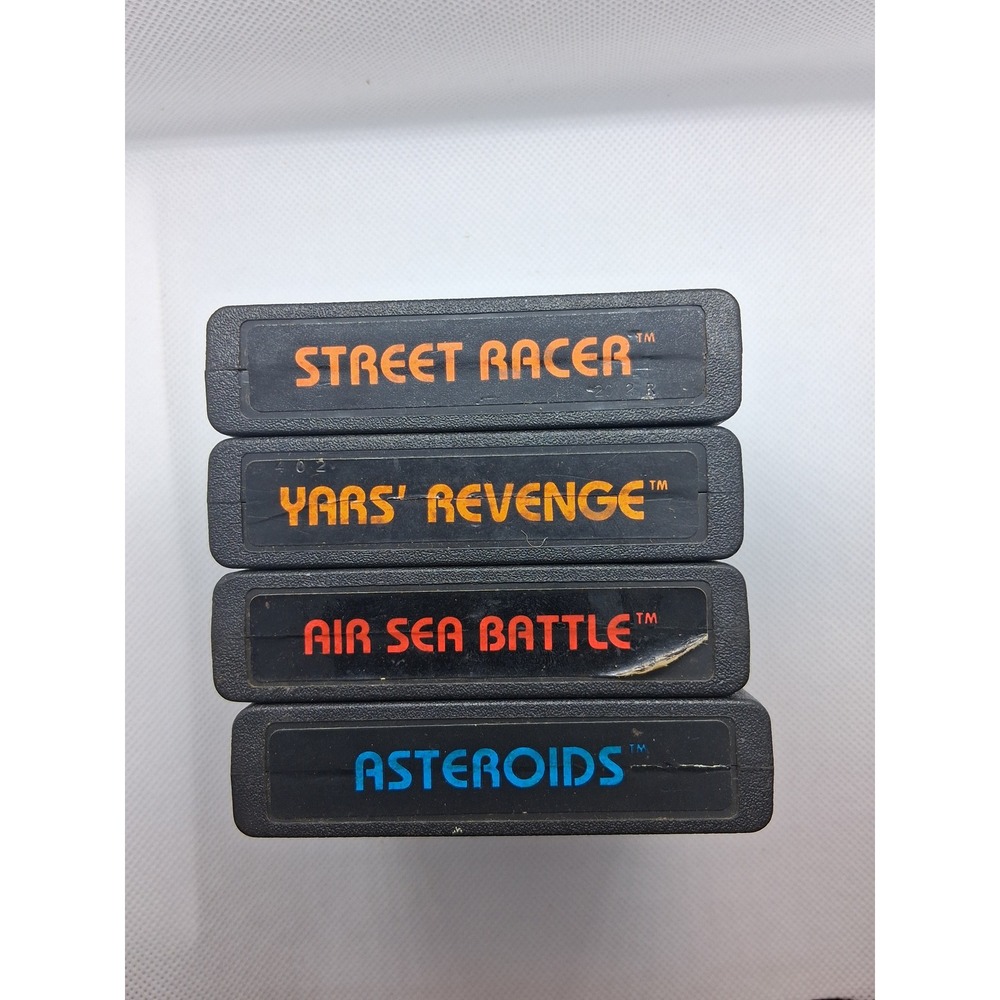 Atari 2600 Game Lot Asteroids Yars Revenge Air-Sea Battle Street Racer Untested